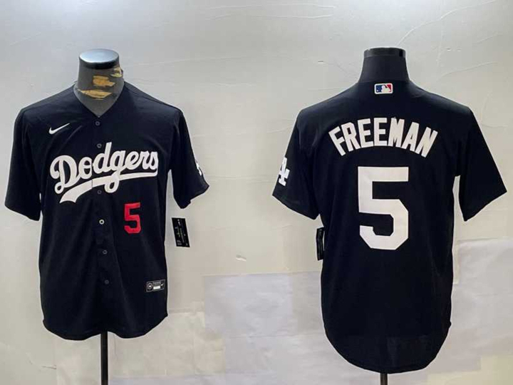 Men%27s Los Angeles Dodgers #5 Freddie Freeman Number Black Cool Base Jersey->los angeles dodgers->MLB Jersey
